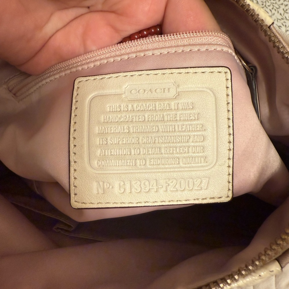 Coach  Ashley Taupe Signature Satchel with Cream Leather Trim - Picture 10 of 11